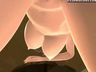 アニメ無修正：Busty animated babe taking a fat old cock[海外エロ動画]