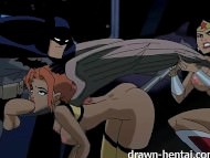アニメ無修正：Justice League Hentai - Two chicks for Batman dick [海外エロ動画]