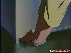 アニメ無修正：Hentai girl with muzzle gets fingered and hard poked [海外エロ動画]