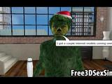 アニメ無修正：Hot 3D cartoon babe getting fucked by a green monster [海外エロ動画]