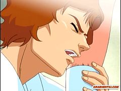 アニメ無修正：Hentai coed double penetration in front of her boy friend bondaged [海外エロ動画]