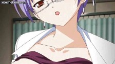 アニメ無修正：Anime with glasses riding big penis [海外エロ動画]