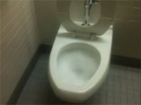 このトイレ狂ってる・・・。勢いが尋常じゃないトイレ。