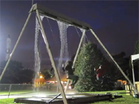 新感覚ブランコ。ブランコから人を避ける雨が降る。器用に避ける。