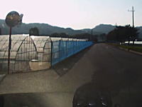 田舎道事故。85歳の運転する軽トラ？に突っ込まれてビニールハウスに突入する車載。