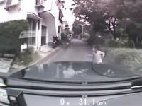 タクシーが住宅街の公園から飛び出した子供をモロにはねちゃうドラレコ動画。